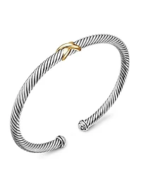 X Classic Cable Station Bracelet Sterling Silver