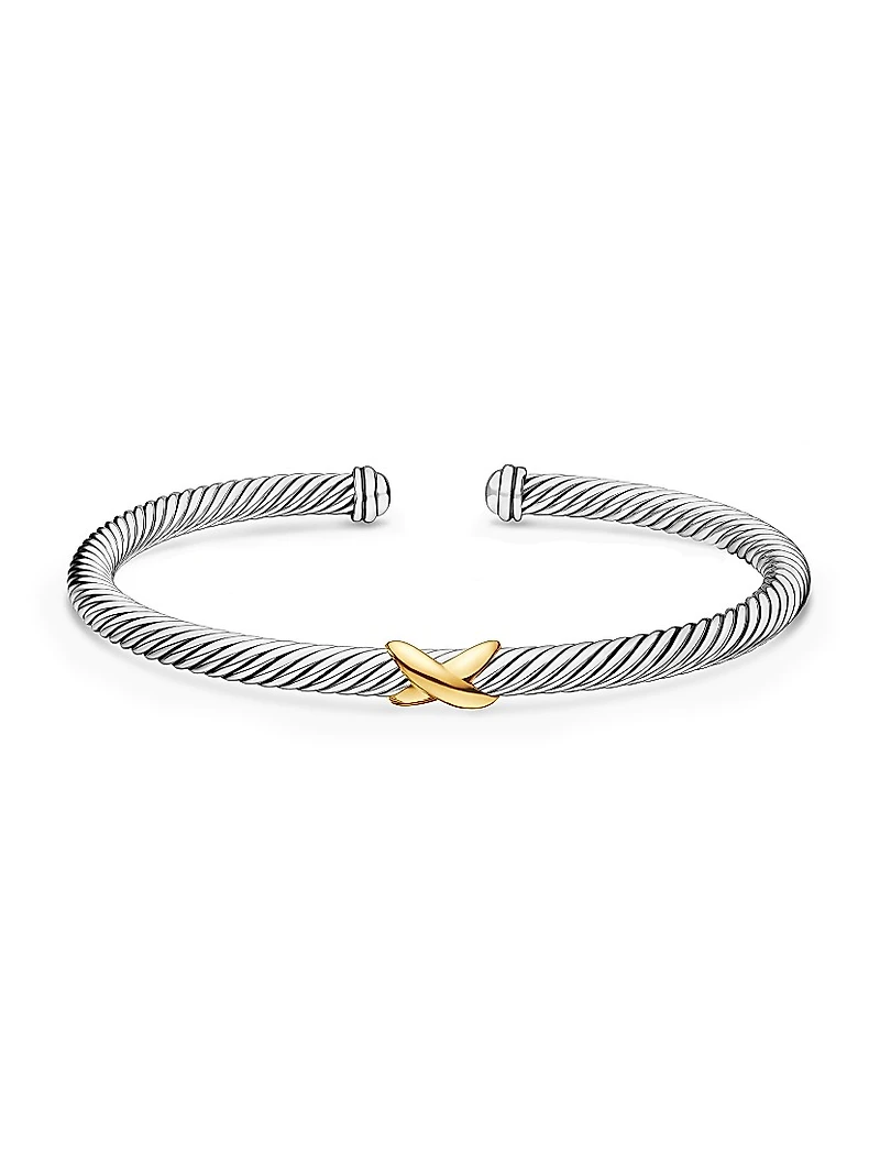 X Classic Cable Station Bracelet Sterling Silver
