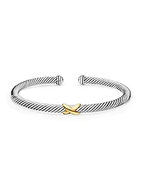 X Classic Cable Station Bracelet Sterling Silver