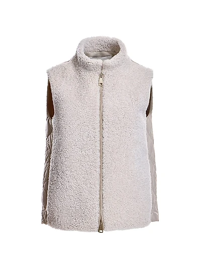 Shearling & Quilted Wool Vest