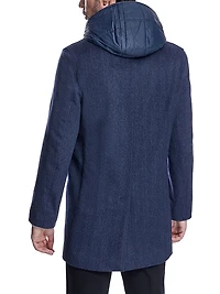 Herringbone Zip-Out Hooded Coat