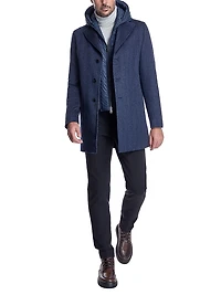 Herringbone Zip-Out Hooded Coat