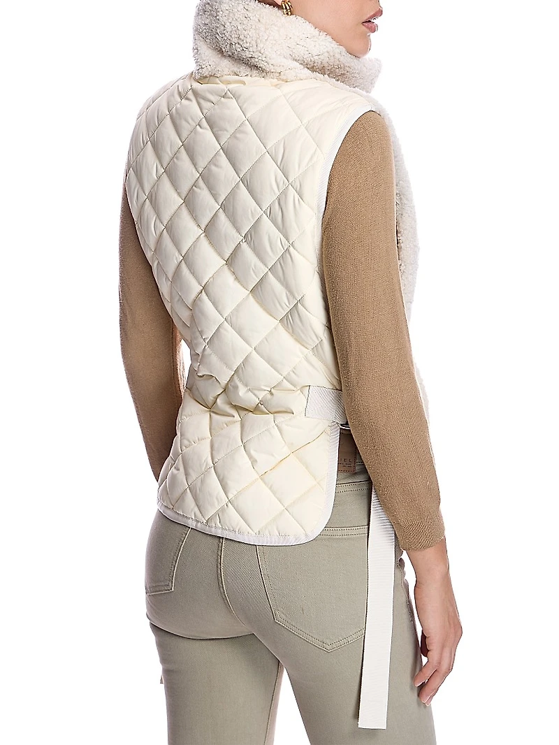Dyed Shearling & Quilted Shell Vest