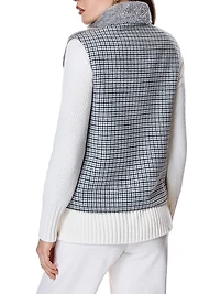 Shearling & Plaid Wool Vest