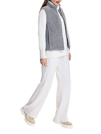 Shearling & Plaid Wool Vest