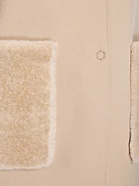 Shearling-Trim Wool Coat