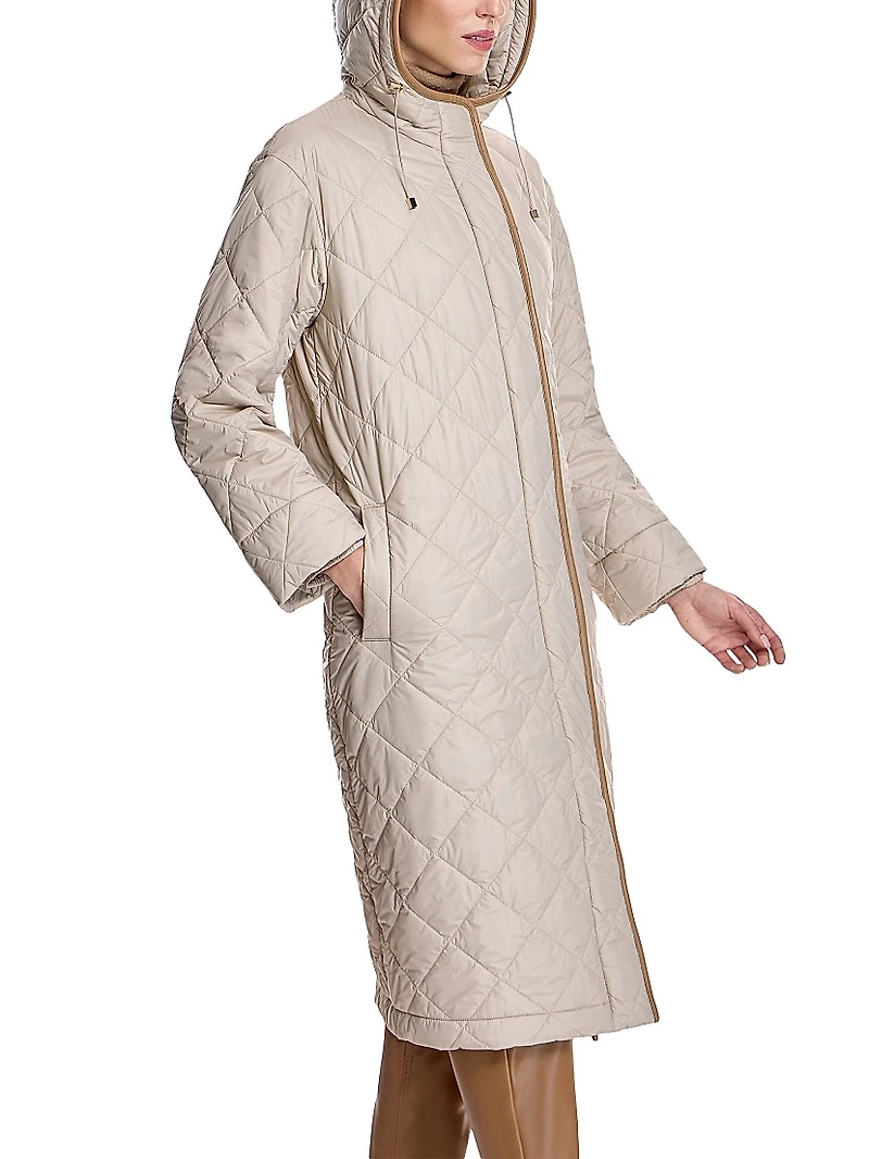 Quilted Nylon Hooded Coat