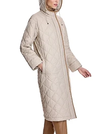 Quilted Nylon Hooded Coat