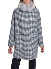 Reversible Shearling-Collar Coat