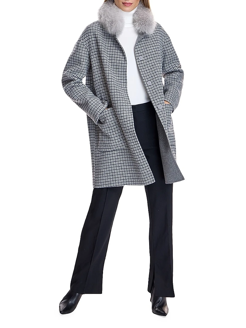 Reversible Shearling-Collar Coat