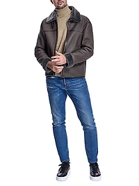 Tonal Shearling Aviator Jacket