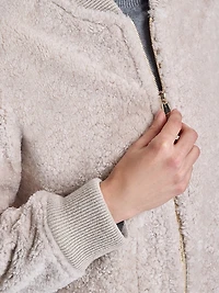 Shearling Knit-Trim Bomber Jacket