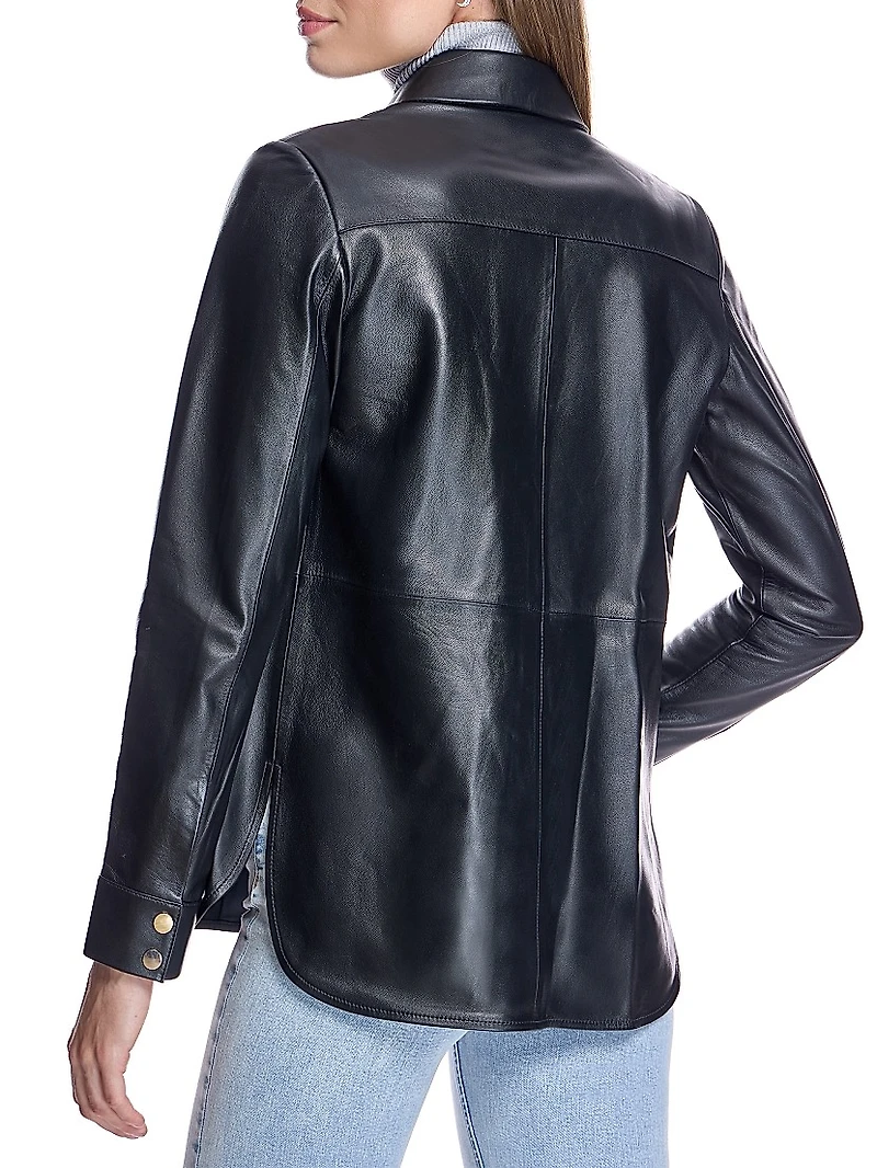 Leather Snap-Front Shirt
