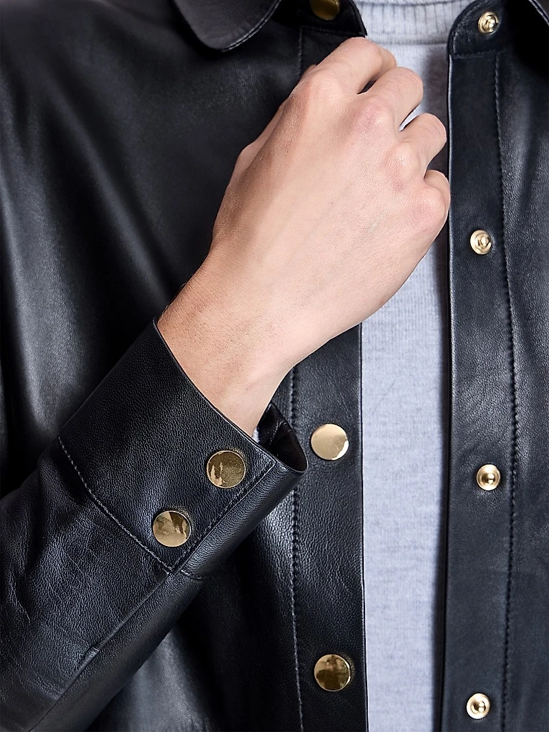 Leather Snap-Front Shirt