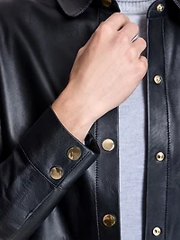 Leather Snap-Front Shirt