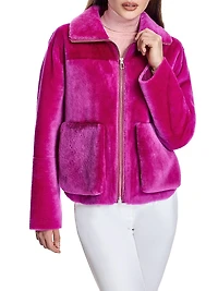 Patch-Pocket Shearling Jacket