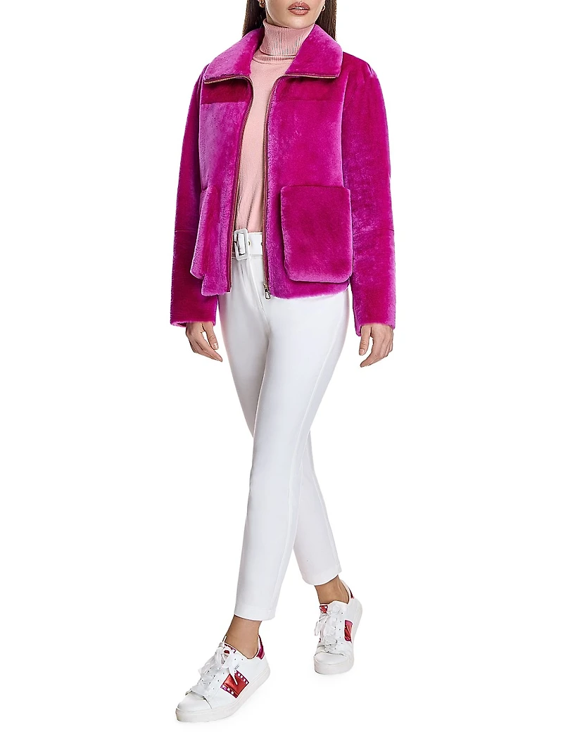 Patch-Pocket Shearling Jacket