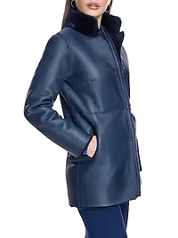 Shearling-Trimmed Leather Jacket