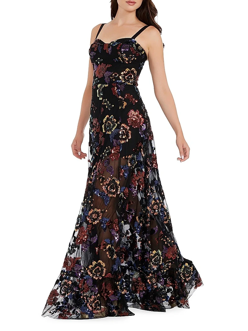 Anabel Sequin Mesh Maxi Dress