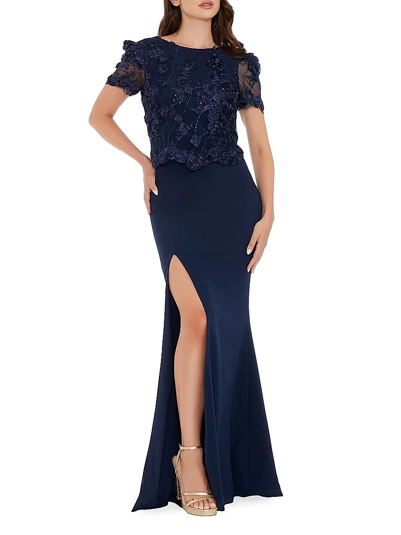 Ramona Floral Stretch Crepe Mermaid Gown