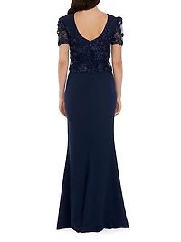 Ramona Floral Stretch Crepe Mermaid Gown