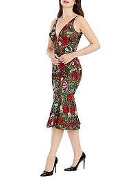 Isabelle Floral-Embroidered Mesh Midi-Dress