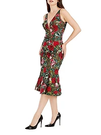 Isabelle Floral-Embroidered Mesh Midi-Dress