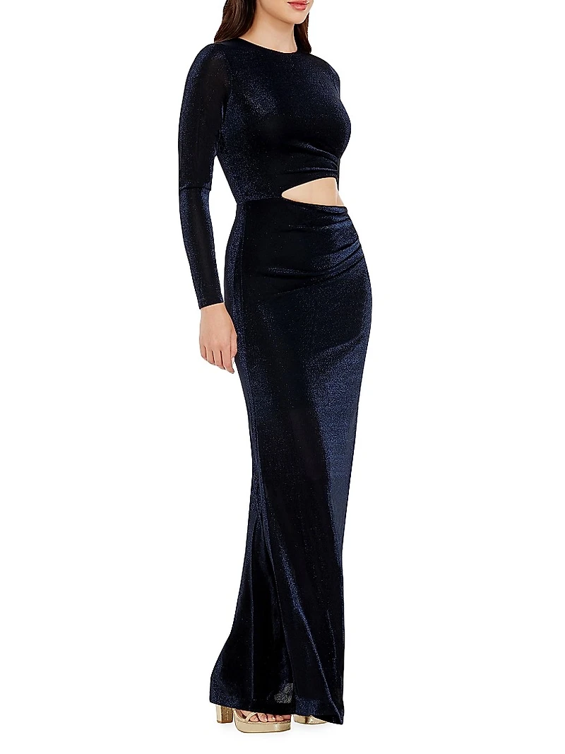 Candace Metallic Jersey Cut-Out Maxi Dress