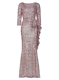 Fridaus Sequined Ruffle Gown