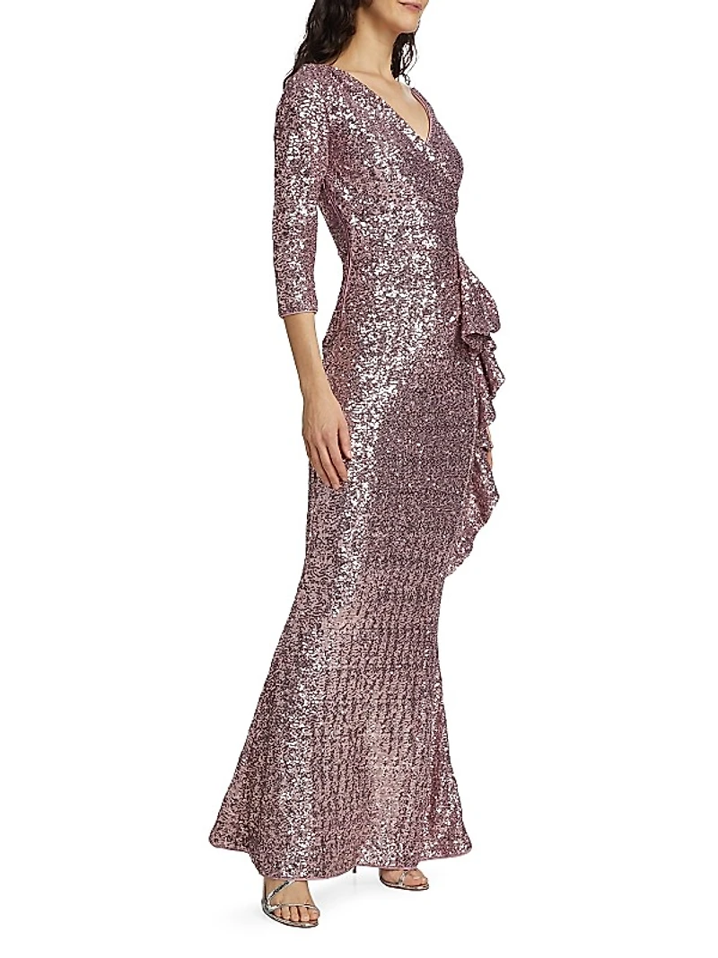 Fridaus Sequined Ruffle Gown