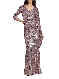Fridaus Sequined Ruffle Gown