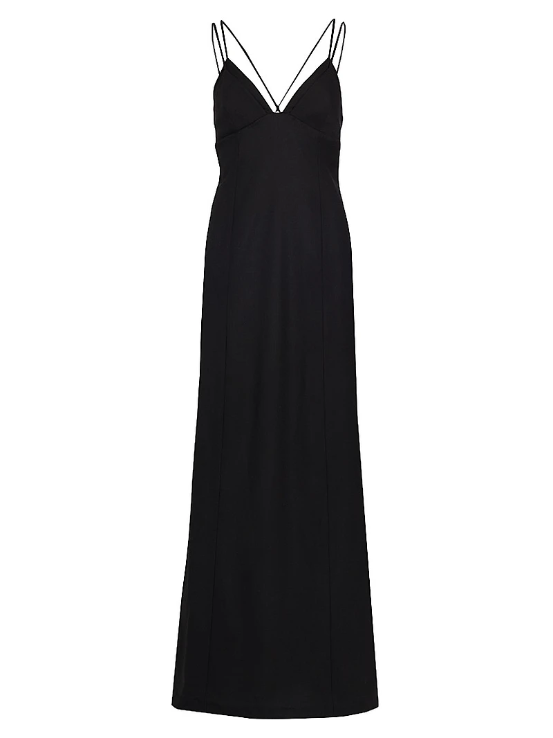 Ava Open Back Wool-Blend Gown