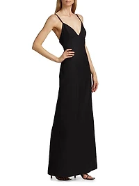 Ava Open Back Wool-Blend Gown