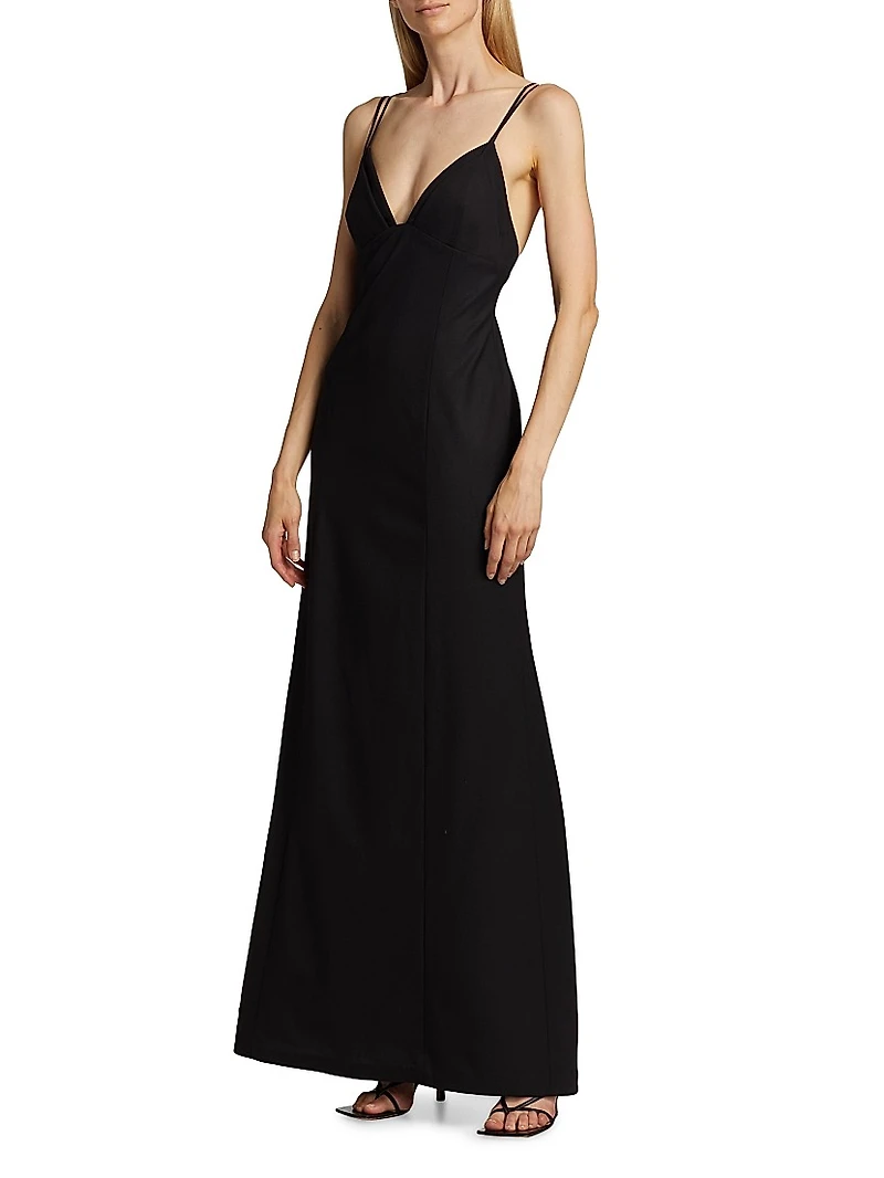 Ava Open Back Wool-Blend Gown