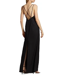 Ava Open Back Wool-Blend Gown