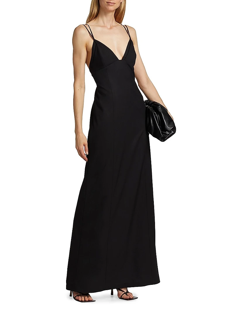 Ava Open Back Wool-Blend Gown