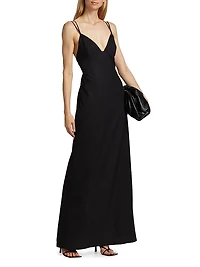 Ava Open Back Wool-Blend Gown