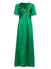 Silk Twisted Short-Sleeve Gown