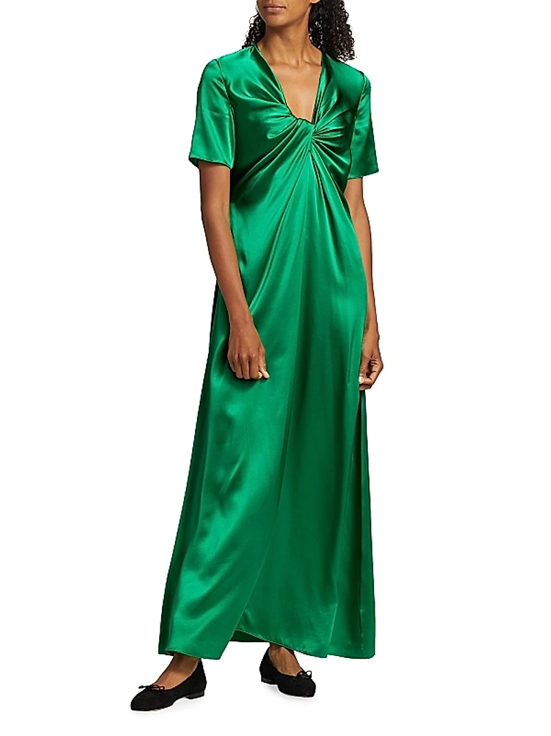 Silk Twisted Short-Sleeve Gown