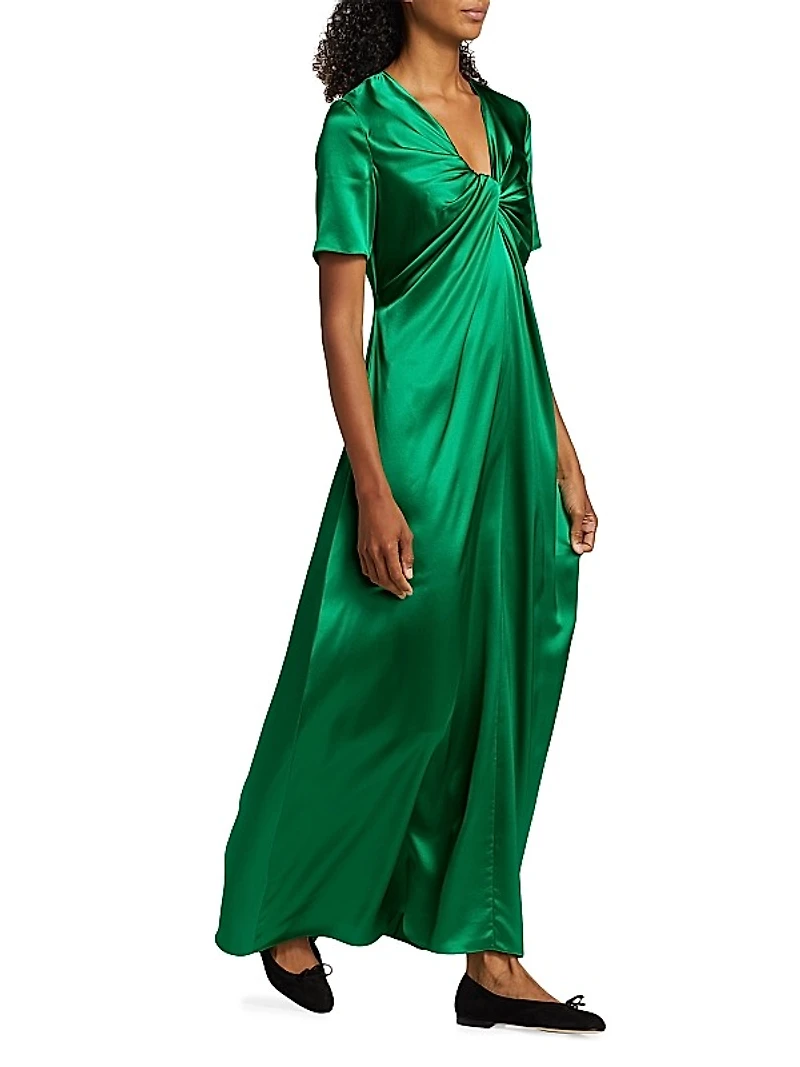 Silk Twisted Short-Sleeve Gown