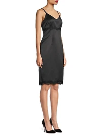 Heavy Metal Lace-Embellished Satin Dress
