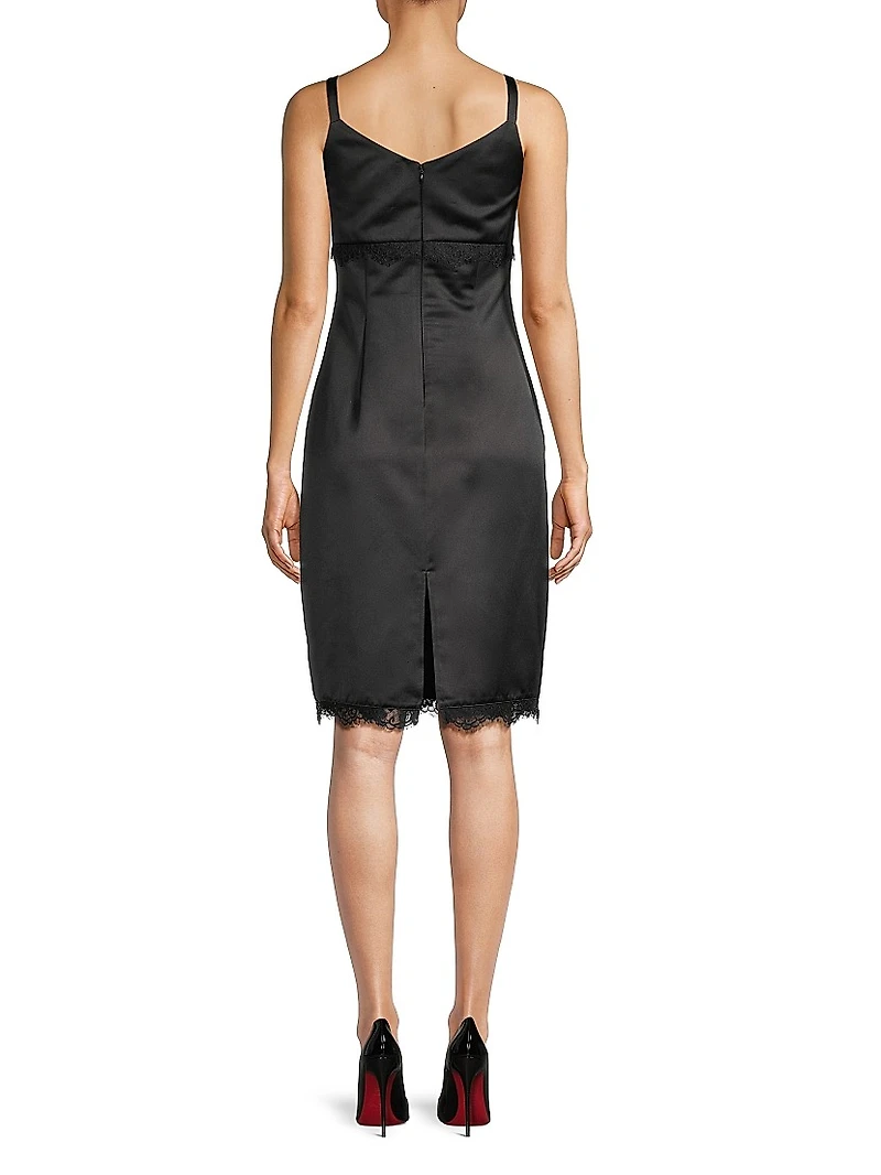 Heavy Metal Lace-Embellished Satin Dress