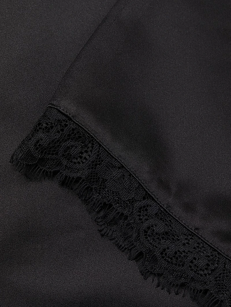 Heavy Metal Lace-Embellished Satin Dress