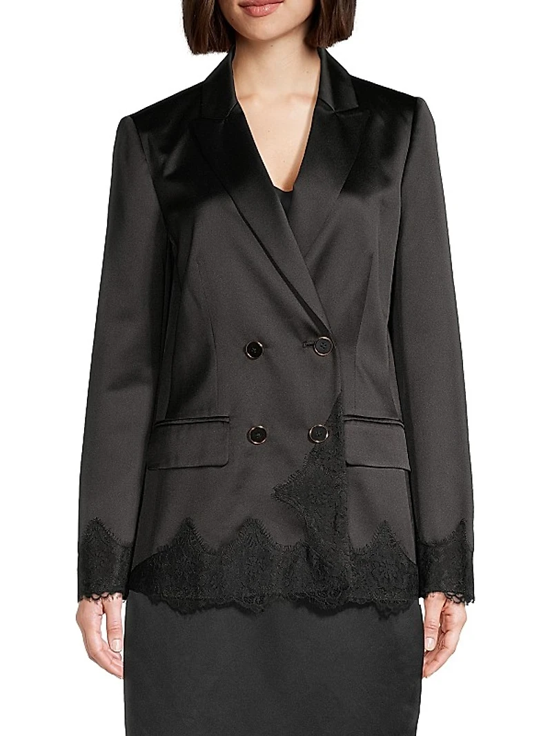 Heavy Metal Double-Breasted Lace & Satin Jacket