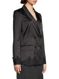 Heavy Metal Double-Breasted Lace & Satin Jacket