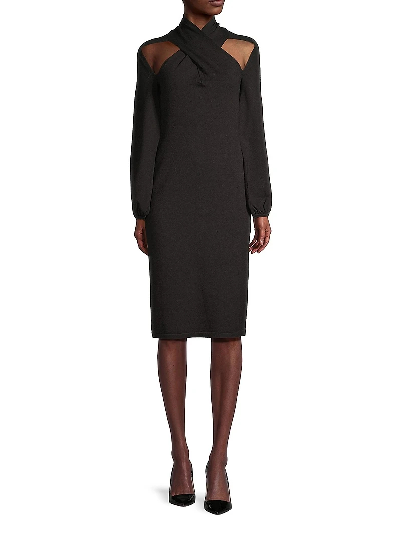 Heavy Metal Crisscross Cut-Out Midi-Dress