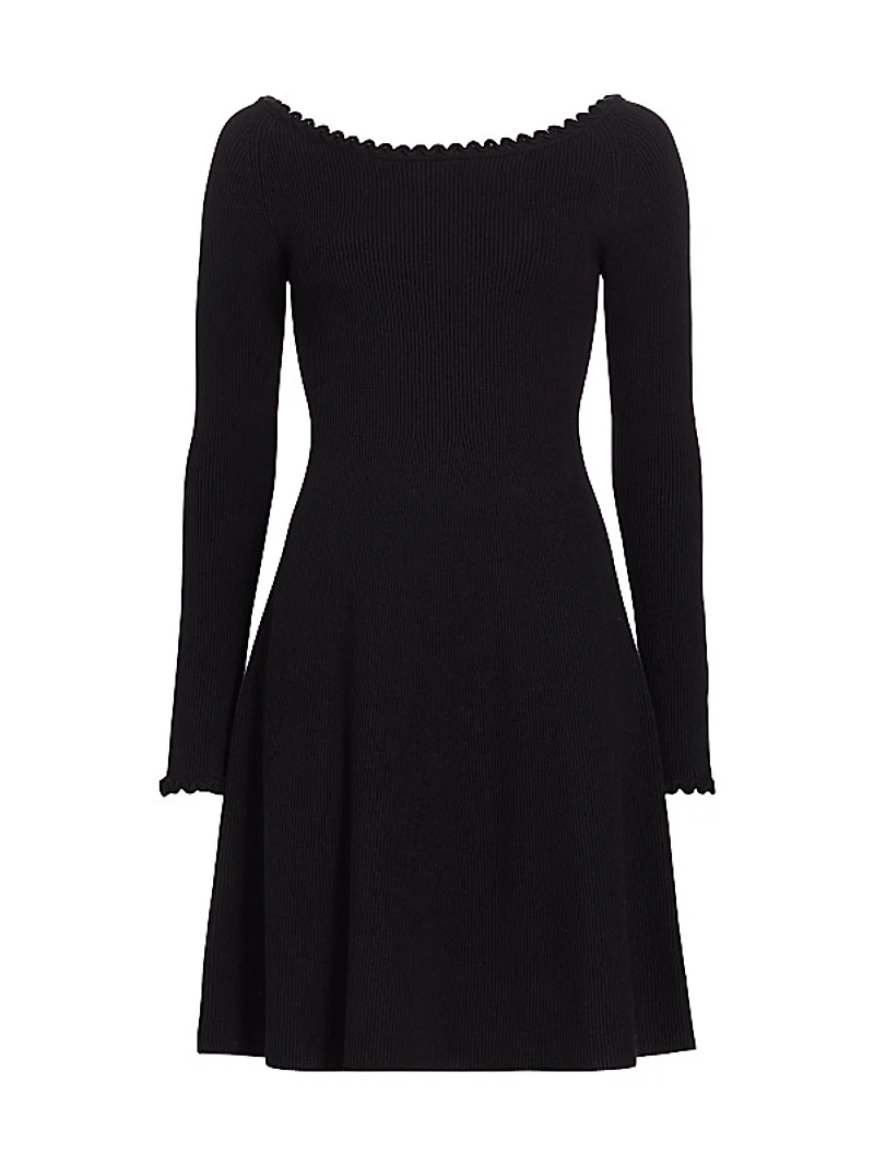 Boat-Neck Rib-Knit Minidress