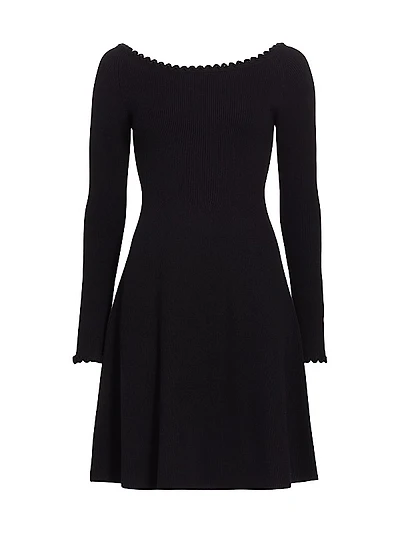 Boat-Neck Rib-Knit Minidress