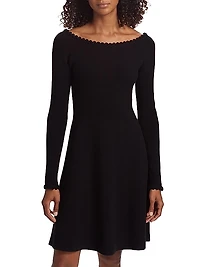 Boat-Neck Rib-Knit Minidress