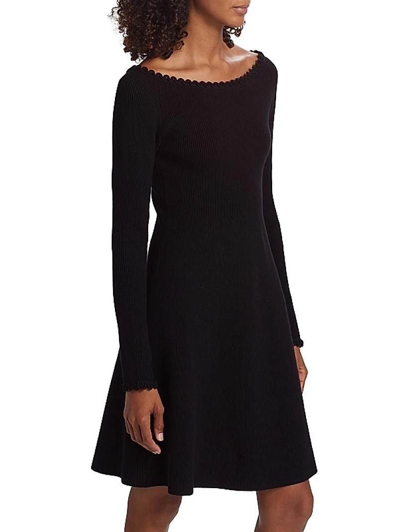 Boat-Neck Rib-Knit Minidress